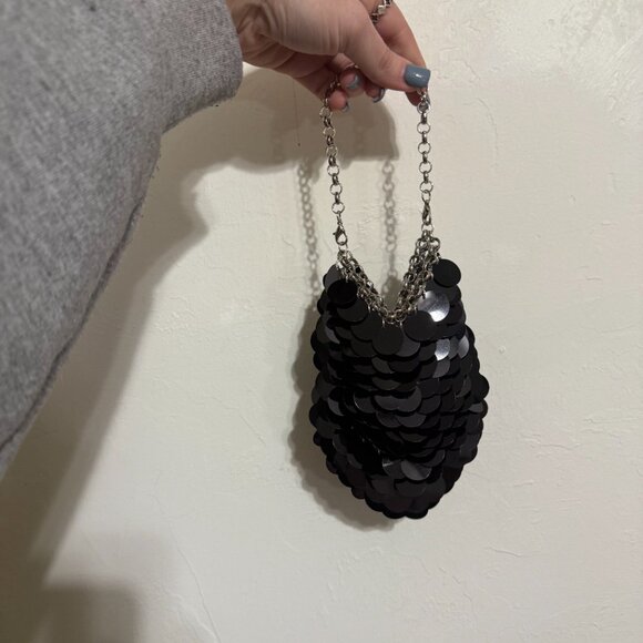 Fashion Nova Queen of Sequins Black Mini Bag - black sequins on chainmail - Picture 4 of 4